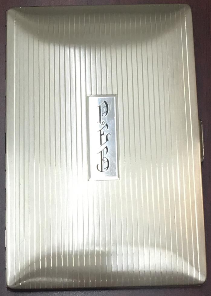 Vtg Elgin American Sterling Silver Cigarette Case (147 Grams) & Velvet Lined Box
