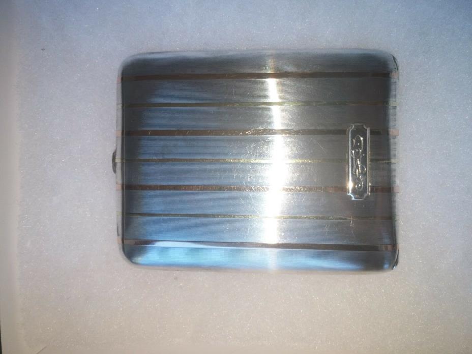 14k Gold Cigarette Case Holder Hallmarked  Vintage .925 Sterling Silver