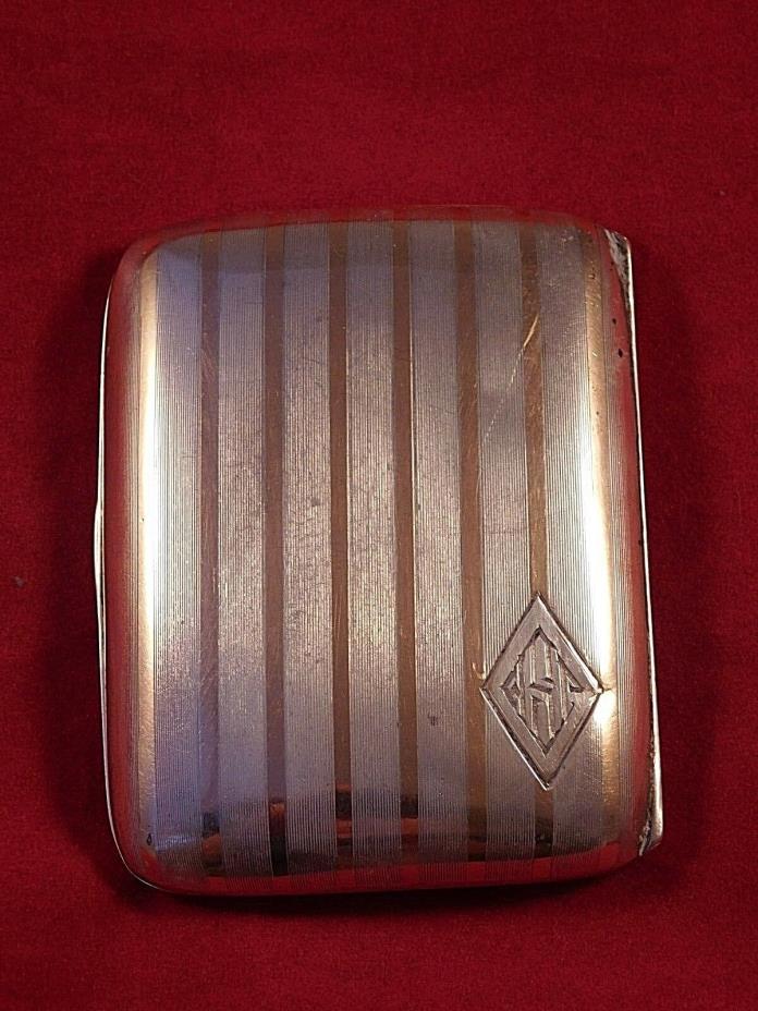 ANTIQUE SCHMITZ, MOORE & CO STERLING SILVER & 14K GOLD CIGARETTE CASE