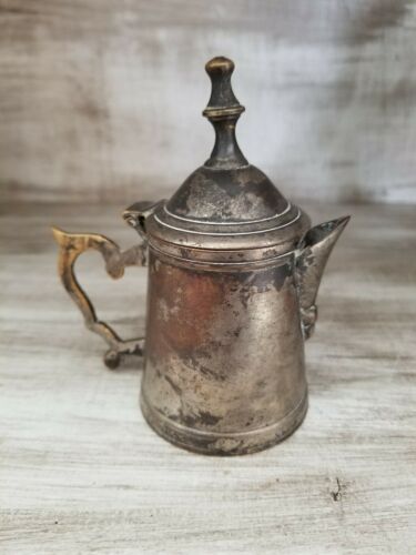 Beautiful Heavy Ornate Vintage Silverplate Miniature Teapot Creamer