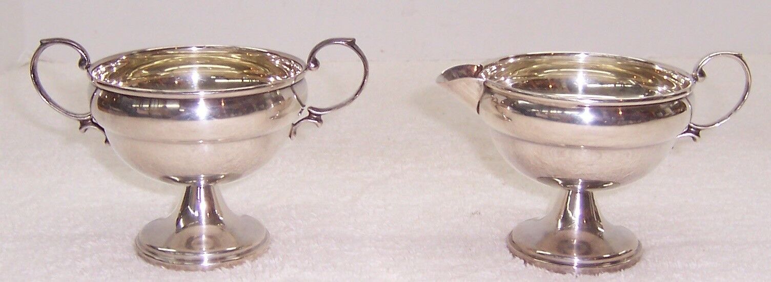N.S. Co. Sterling Silver Open Sugar Bowl and Creamer
