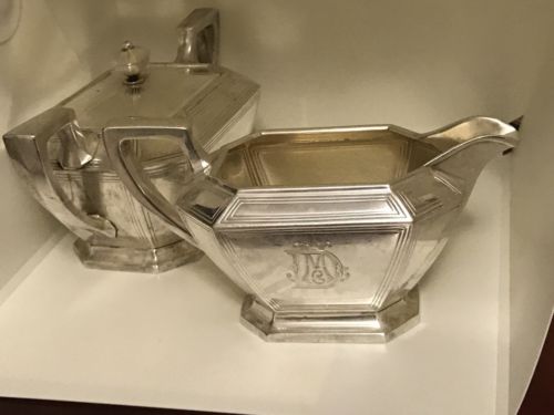 Vintage Sterling Silver Creamer and Covered Sugar Monogrammed