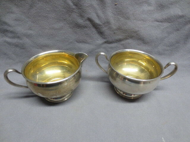 Frank M Whiting Co. Gold Wash Sterling Silver Creamer & Sugar