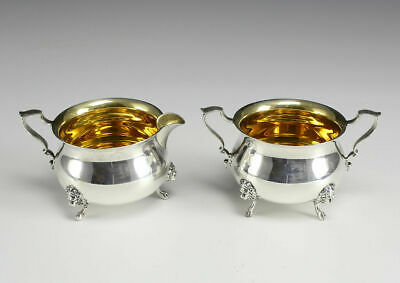 2 pc American Sterling Silver Claw Footed Cream & Sugar Set by Poole Georgian