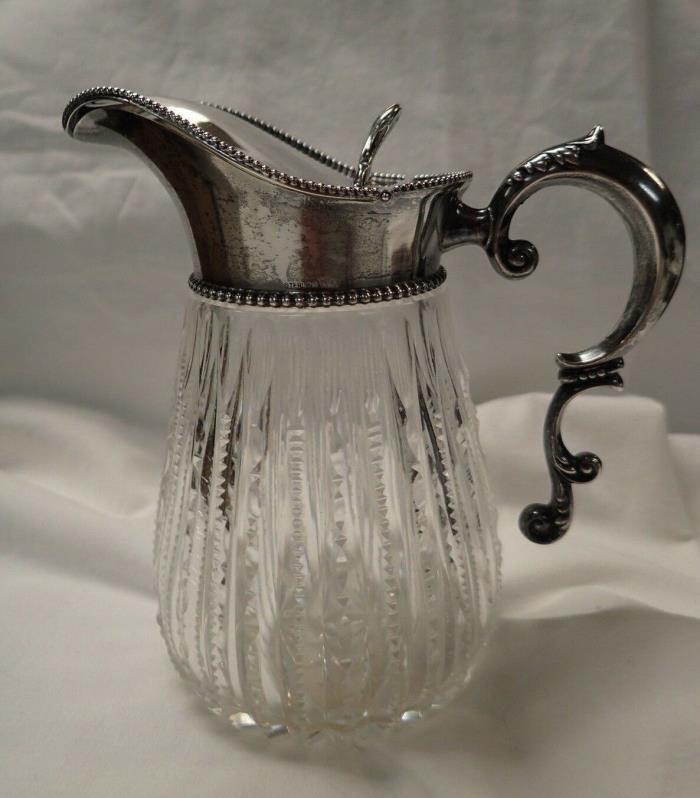 Elegant Victorian Sterling Silver and Cut Glass Creamer