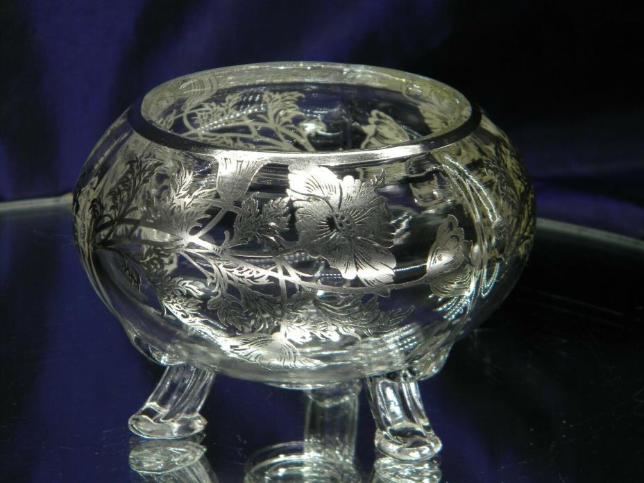 Vintage Sterling Small Silver Overlay Bowl With Three Footed Legs