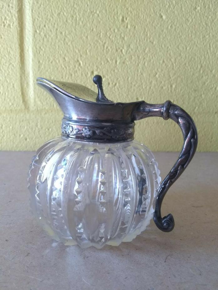 Antique ABP Cut Glass & Silverplate Syrup Pitcher