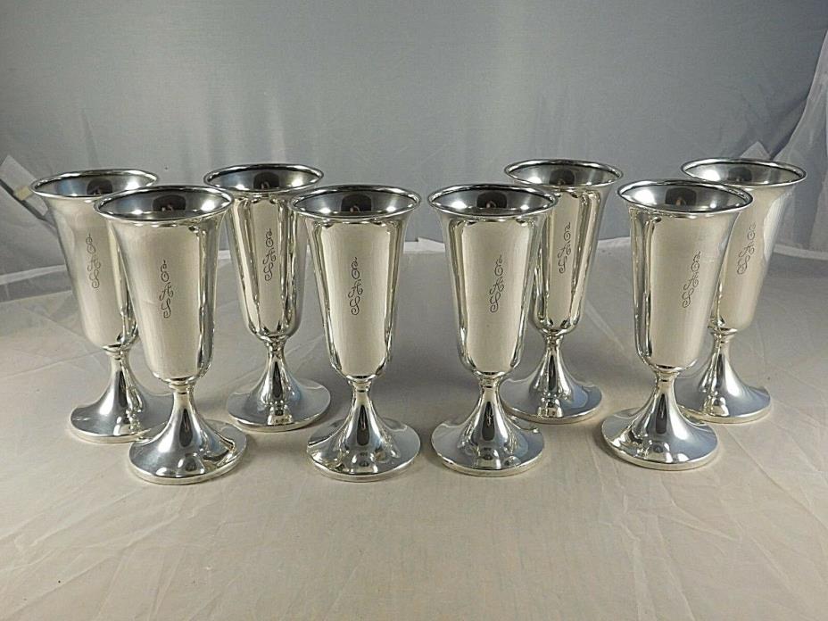LOT of 8 VINTAGE A.G. STERLING SILVER CHAMPAGNE FLUTES  5 5/8