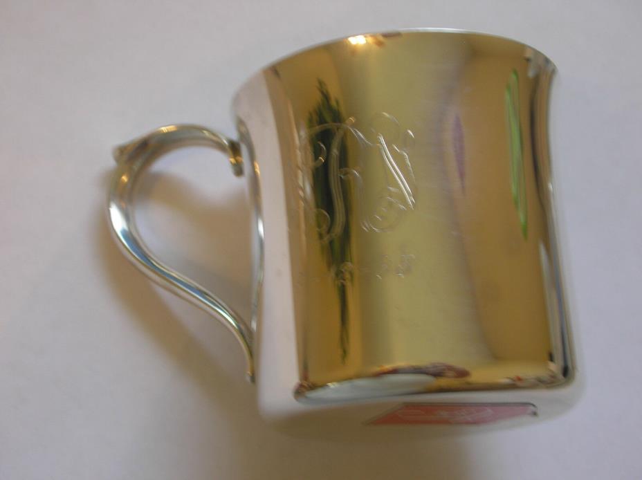 Lunt Silver Plated Baby Cup Mint never used with Monogram & Date before/after