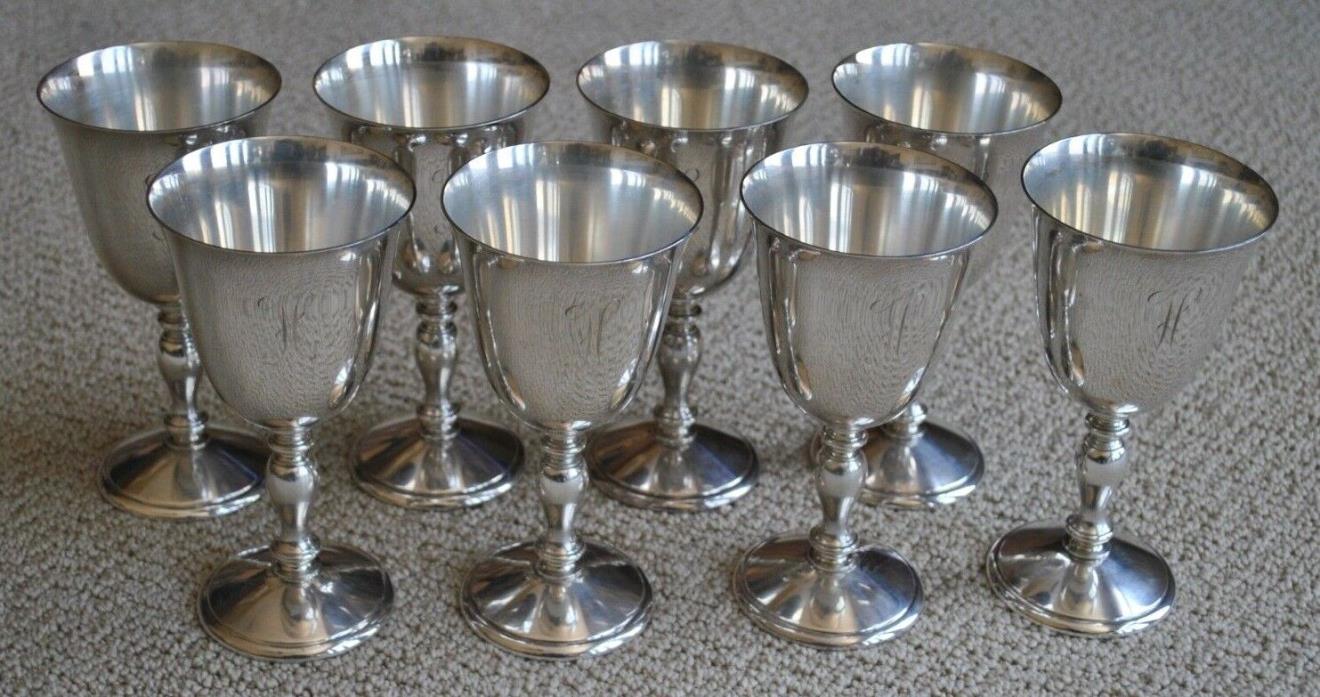 Set of 8 Vintage Randahl Sterling Silver Goblets Cups #10, 6 5/8