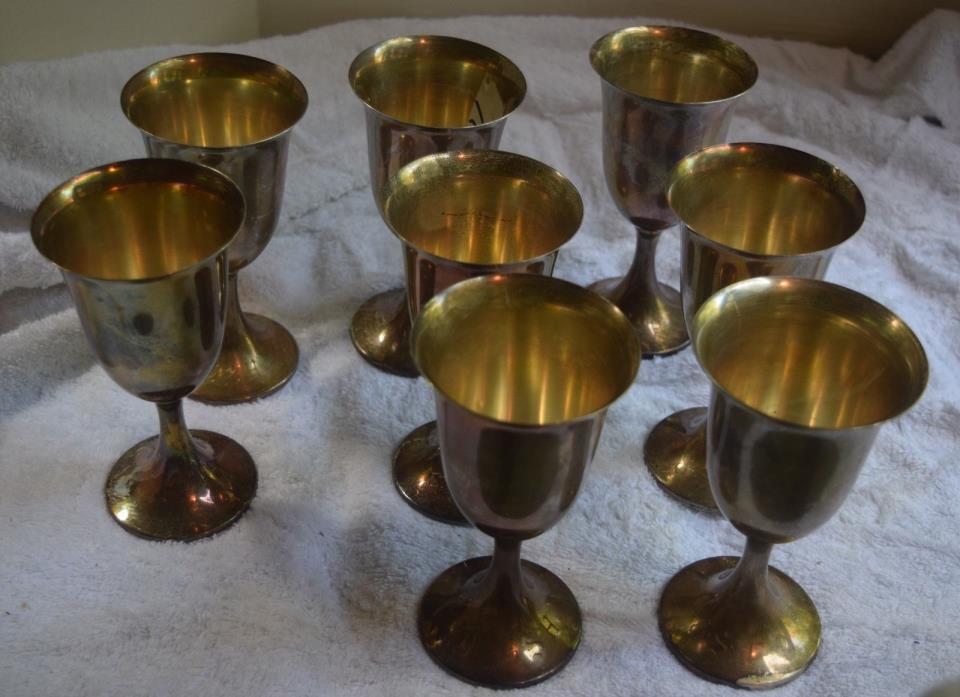 Eight Preisner Sterling Silver Water Goblets Matched Set Monogrammed 30 ozt JG1