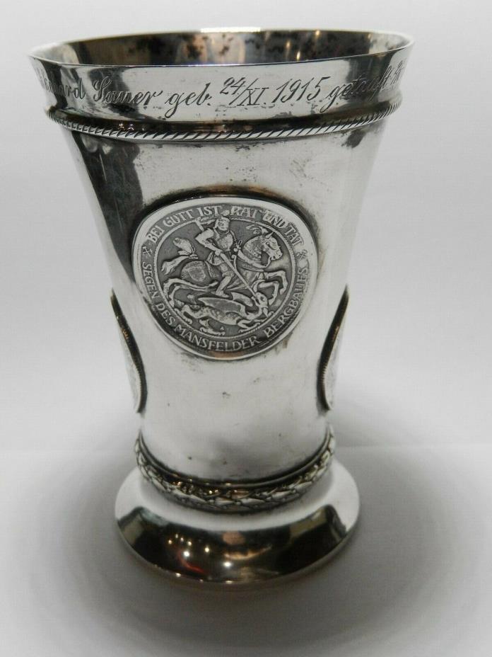 *VERY RARE* Early (1915) SY & WAGNER 800 Silver Coin Cup 162.16 gms