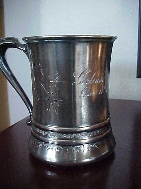Antique 85g Sterling Silver Baby Christening Cup Mug Tankard Engraved 12/11/1884