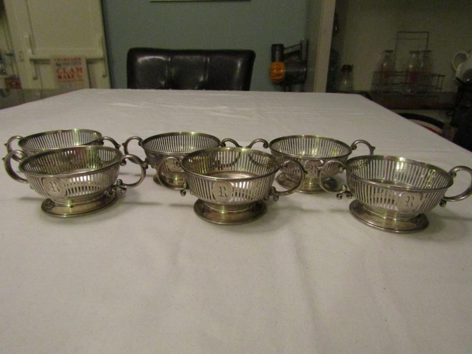 Set of 6 Antique Wilcox & Wagner Sterling Silver #12 Bouillon Cup Holders 384g