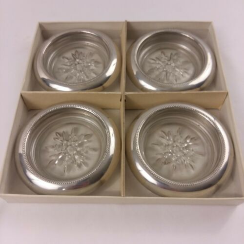 COASTERS Empire pewter snowflake 4  Glass Drink Coasters/orig box