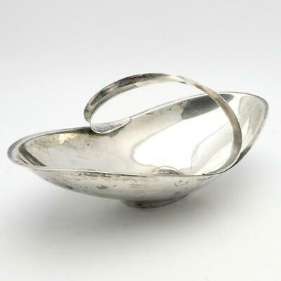 Vintage Spanish 915 Sterling Silver Mid-Century Oval Basket Bowl Candy Dish