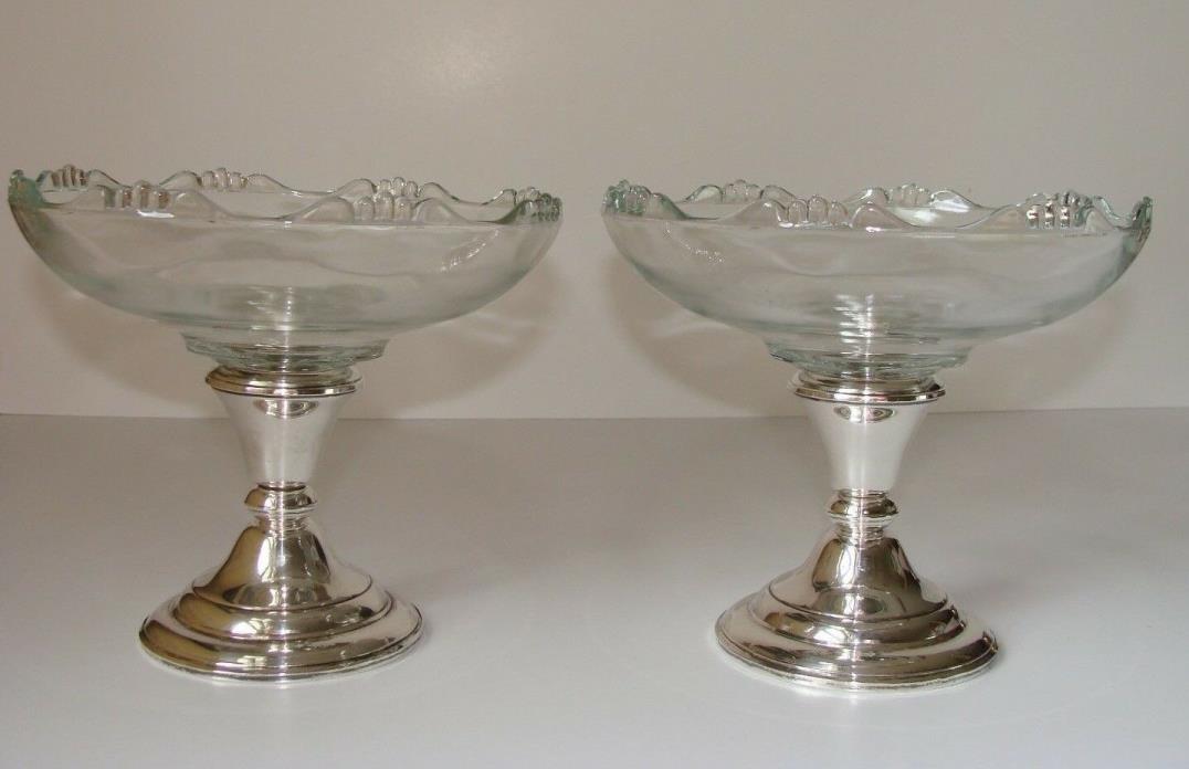 Frank M. Whiting & Co. Vintage Sterling Silver Glass Compotes / Candle Holders