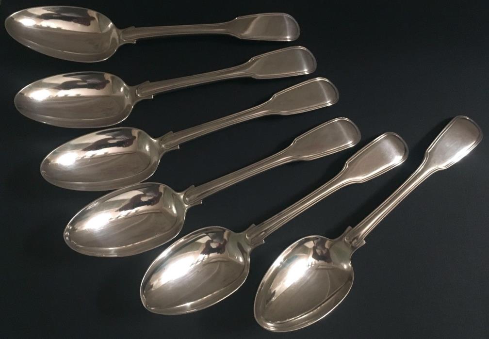 Set of 6 William Fearn Fiddle Sterling Silver Place Spoons ca.1840 London 315g