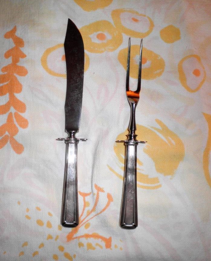 Sterling Silver Meat Carving Knife & Fork Serving Set