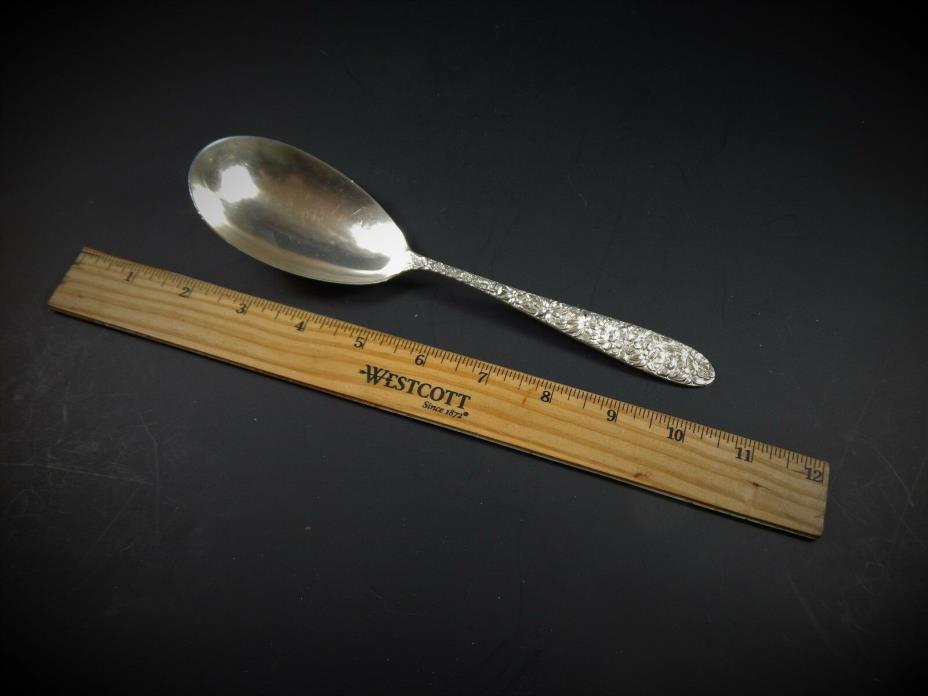 84 Gram Manchester Sterling Silver Southern Rose Repousse Serving Spoon 8 3/4