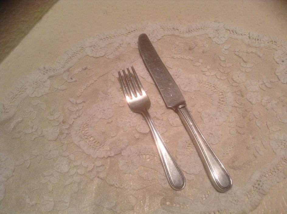 Old Vtg Wallingford Sterling Silver Fork And Knife Child's Set Dinnerware
