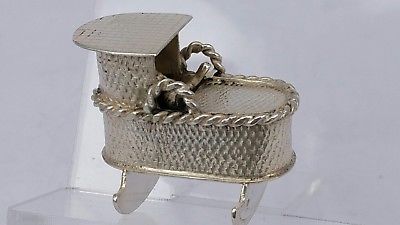 Dutch sterling silver miniature baby's rocking crib possibly dolls house