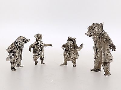 4 Wind in the Willows Lanier Sterling Silver Figures Badger Ratty Toad Mole SL