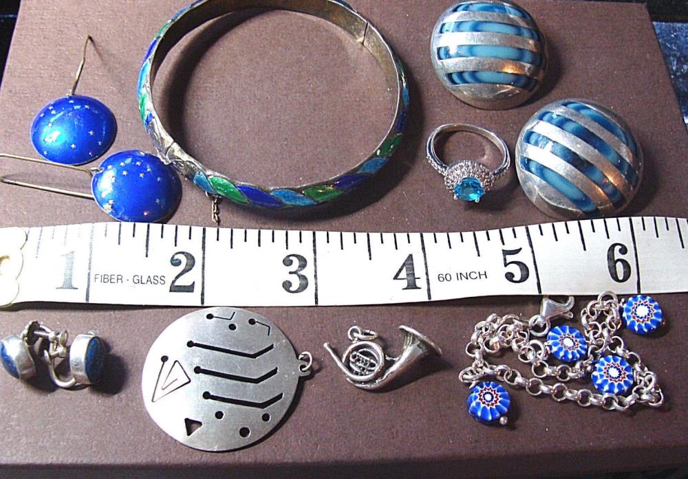 STERLING SILVER JEWELRY LOT WEARABLE CONDITION 66 GRAMS SCRAP/NOT
