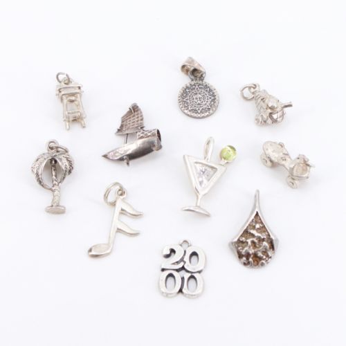 VTG Sterling Silver - Lot of 10 Assorted Charm Pendants NOT SCRAP - 17g