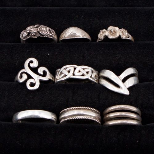 VTG Sterling Silver - Lot of 9 Assorted Solid Rings NOT SCRAP - 32.4g