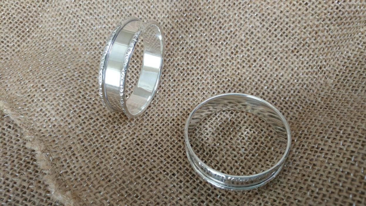 Pair of Vintage Sterling Silver Napkin Rings Webster