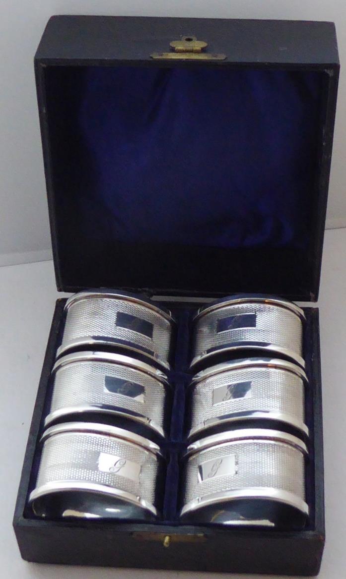 Boxed Set 6 1935 Hallmarked Solid Silver Napkin Rings Serviette Ring 83g