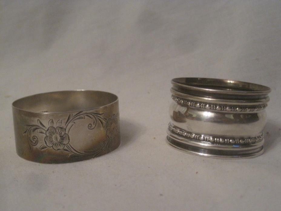 2 Wallace Sterling Silver napkin rings ring  vintage antique