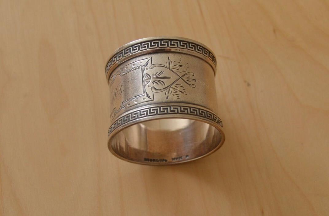 Wood & Hughes Greek Key Sterling Silver Brite Cut Napkin Ring