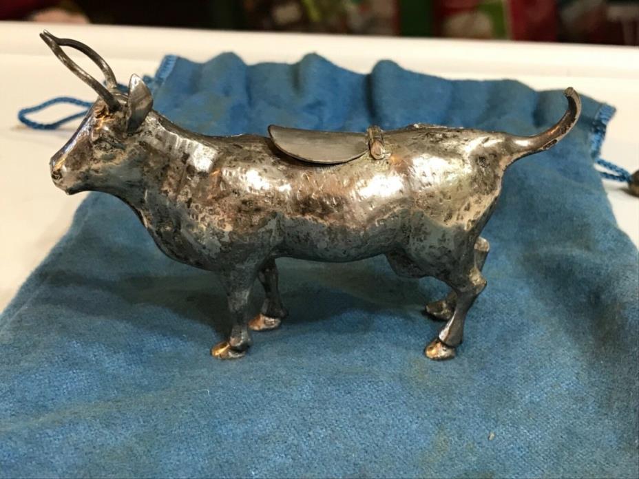Antique Rare Sterling Silver Bull Creamer from Germany wHallmark/Circa 1775-1790