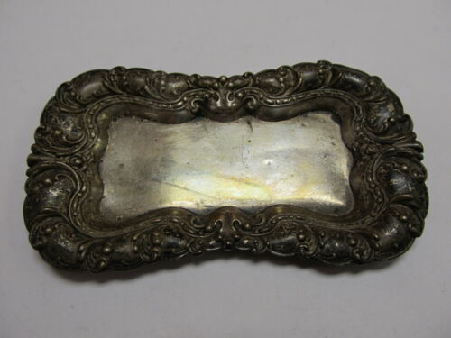 W WREATH # 596 STERLING SILVER VINTAGE SALT / PEPPER TRAY 5” V GOOD COND