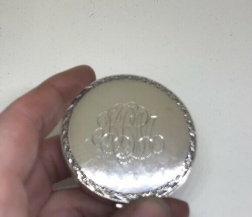 Sterling Silver Wallace And Sons Antique Compact Repousse Monogrammed Hammered