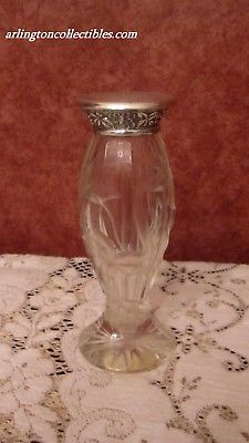 Antique JACOB & JENKINS ? Sterling Silver Repousse Wheel Carved Daffodil Vase