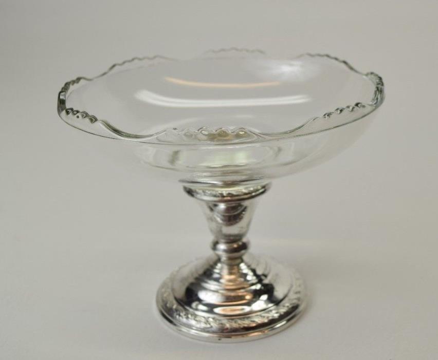 Amston Weighted Sterling Silver and Glass Compote # 540