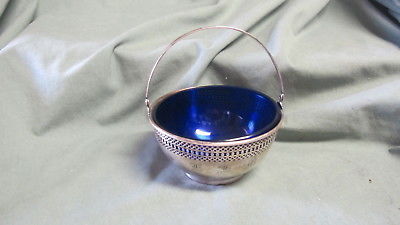 Vintage Sterling Silver Basket with Blue insert