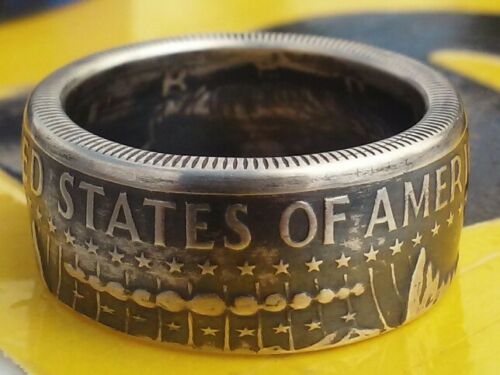 1964 size 7.5 - 15 (90%) silver half dollar coin ring, United States of America