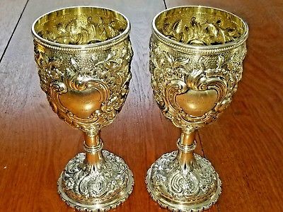 Tiffany Early COIN Silver GROSJEAN WOODWARD Pair of Goblets 8
