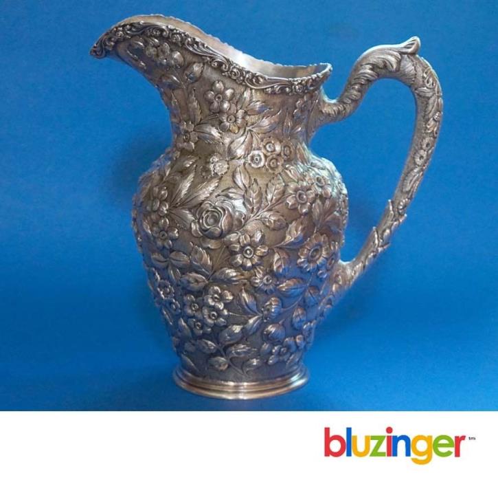Important Baltimore Silversmiths (1903 - 1905) Sterling Silver Repousse Pitcher