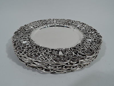 Shreve Chargers - 6969 - Set 8 Antique Dinner Plates - American Sterling Silver