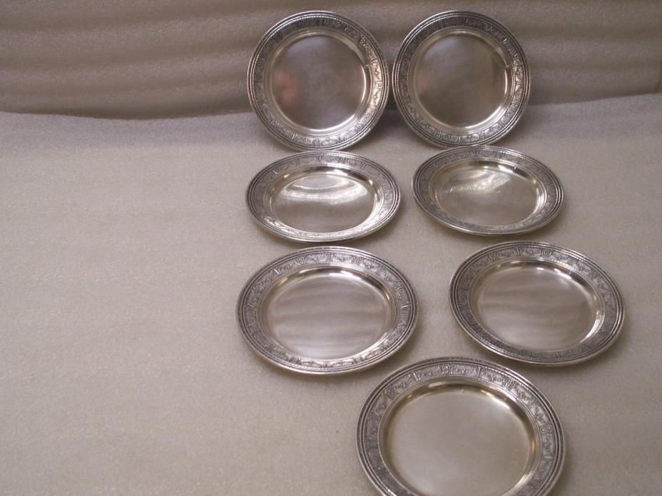 Set of 7 Sterling Silver 925 Bread and Butter Plates 6