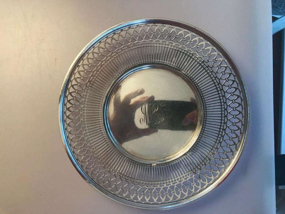 ANTIQUE STERLING SILVER WATSON CO RETICULATED SANDWICH PLATE TRAY 9