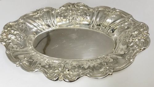 REED & BARTON solid sterling silver 925 FRANCIS 1 Repousse Oval Bread Tray X568