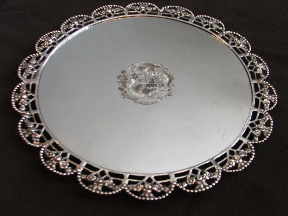 Antique English Coat of Arms Sterling Silver Salver 1832 Charles Price London