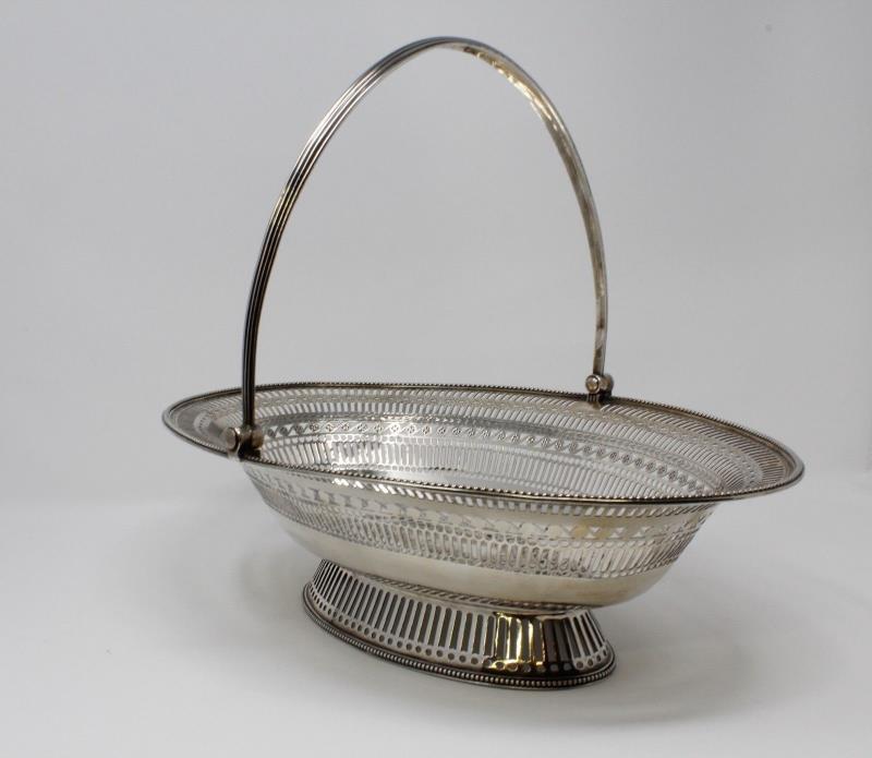 English, Sterling Silver, London, 1781 Pierced Cake Basket