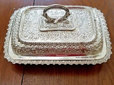 Tiffany Sterling Silver ENGLISH KING 3 pc Covered Chaffing Dish Floral Repousse
